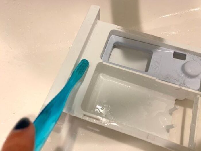 6-1）掃除方法：③歯ブラシでこすり洗いをする