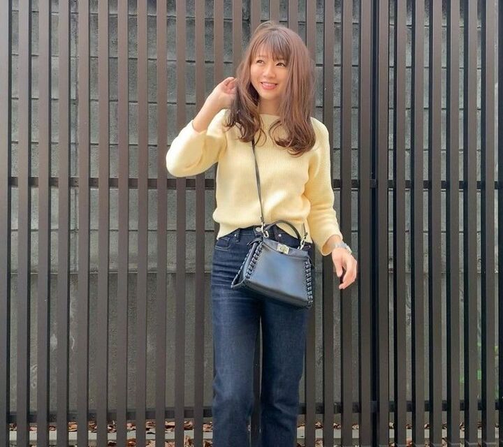 【ユニクロ】優しい春色ニットで印象UP!デニムでメンズライクがマイルール