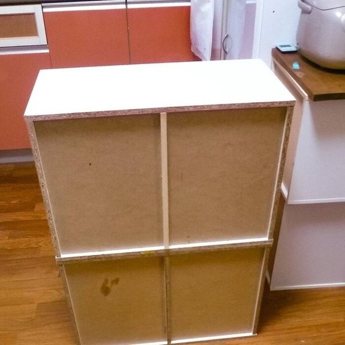 カラーボックスを重ねてキッチンカウンターを制作！