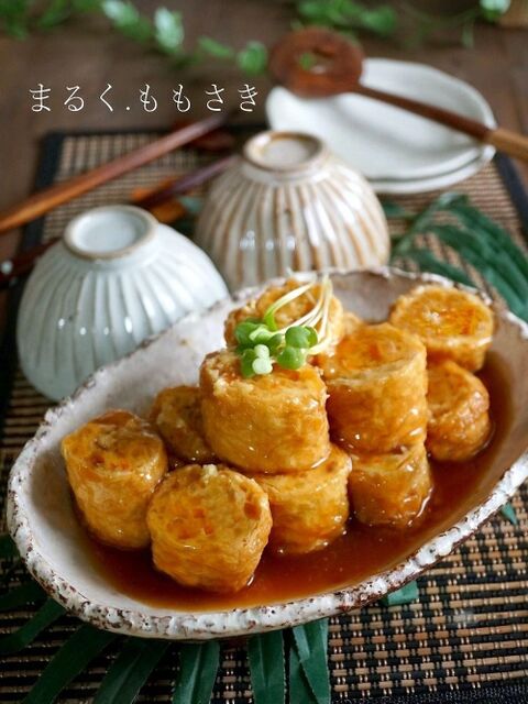 生姜あんで食べる 豆腐入り鶏ひき肉の油揚げロール 暮らしニスタ