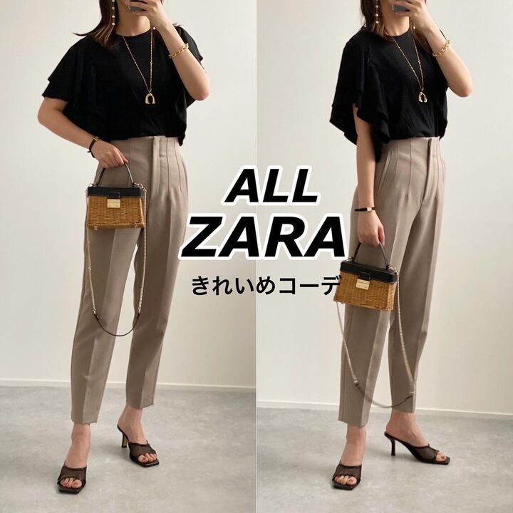 【ZARA】甘くなりすぎない！フリルは黒チョイスで着こなすのが大人の鉄則