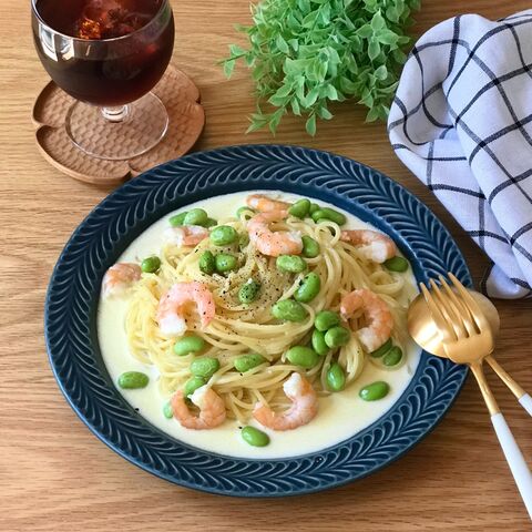 うまみたっぷり 奥深い味わい 白だしと海老と枝豆のクリームパスタ 暮らしニスタ うまみたっぷり 奥深い味わい 白だしと海老と枝豆のクリームパスタ 暮らしニスタ