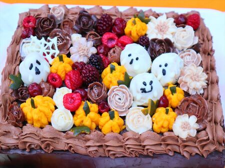 10月誕生日の息子と娘に捧ぐ★ハロウィンのおばけちゃんチョコケーキ