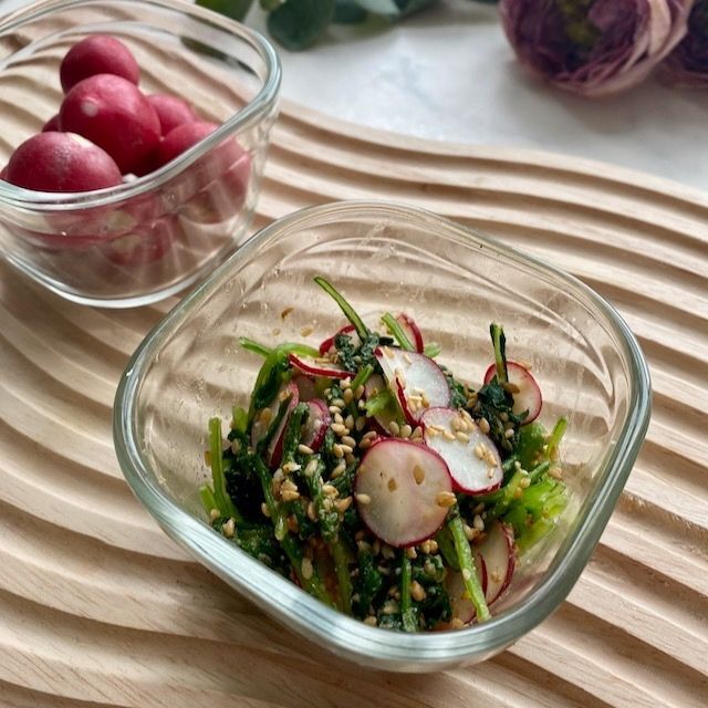 ラディッシュの葉っぱで一品 ごま和え風 暮らしニスタ ラディッシュの葉っぱで一品 ごま和え風 暮らしニスタ