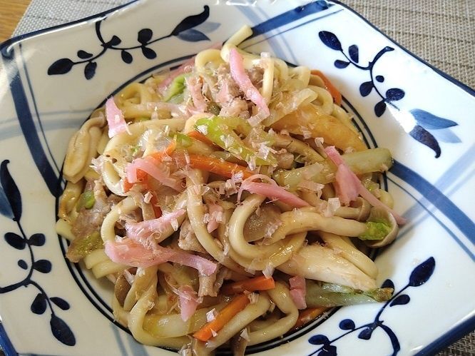 ポン酢で【焼きうどん】