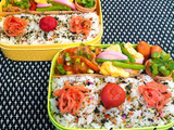 母とムスコのラブラブおソロ♪生姜焼き＆アスパラとかまぼこと卵のバタシャン炒め弁当 