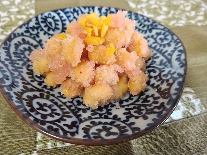 10分で作る揚げ大豆の明太子和え