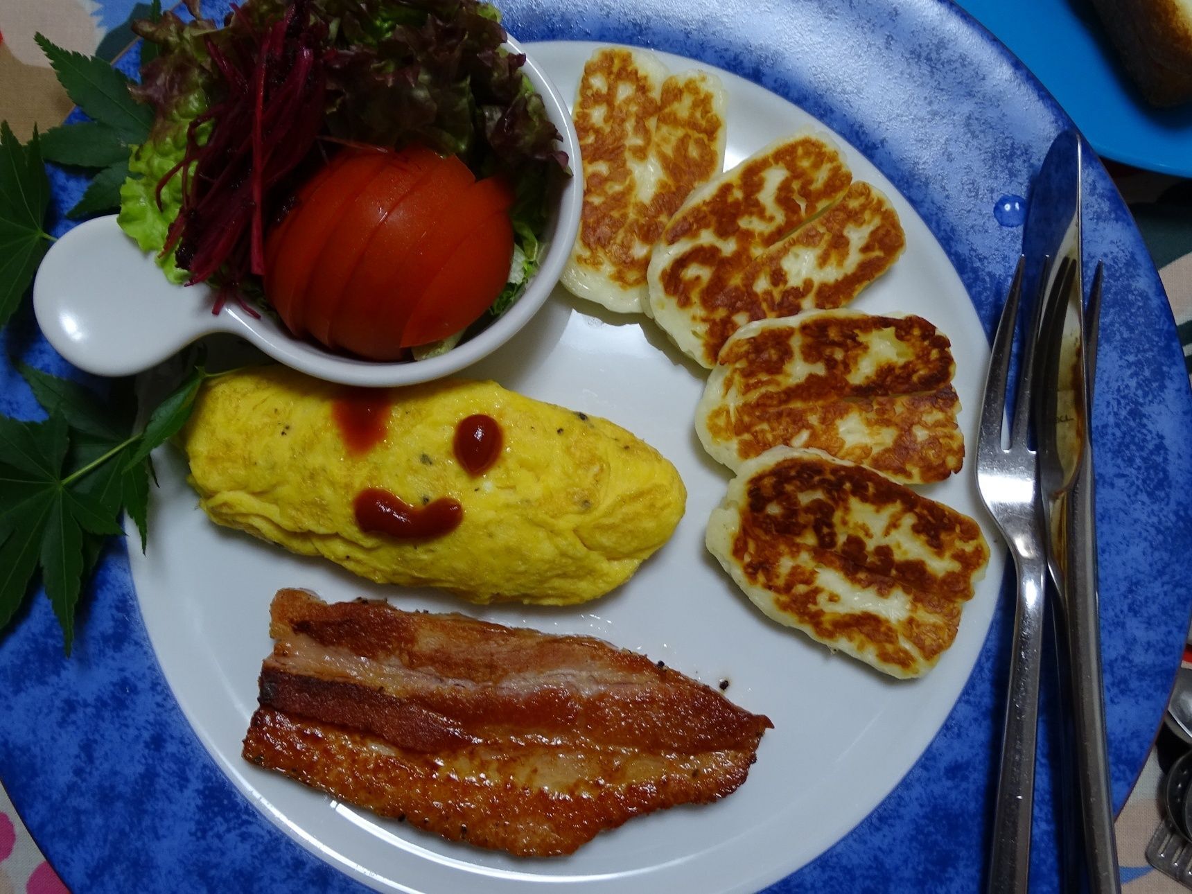 💜🍳🍵💕　(Halloumi)のある暮らし、朝は美味しくstart！！　👱 👮