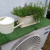 ダイソー人工芝で夏の日除け準備★エアコン室外機