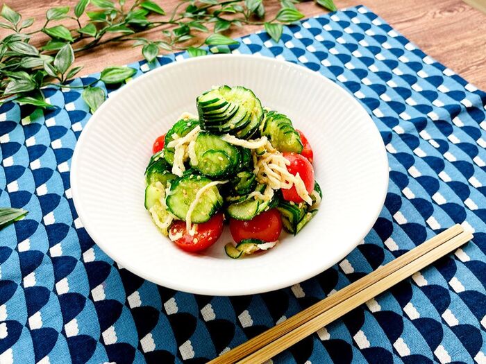 【夏野菜と切干大根の和え物】便利な野菜だし使用！