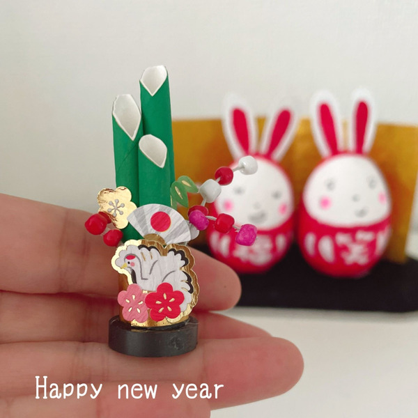 ハンドメイド♡ミニチュアお正月♡鏡もちからひょこっとくまさんᵃⁿᵈ 