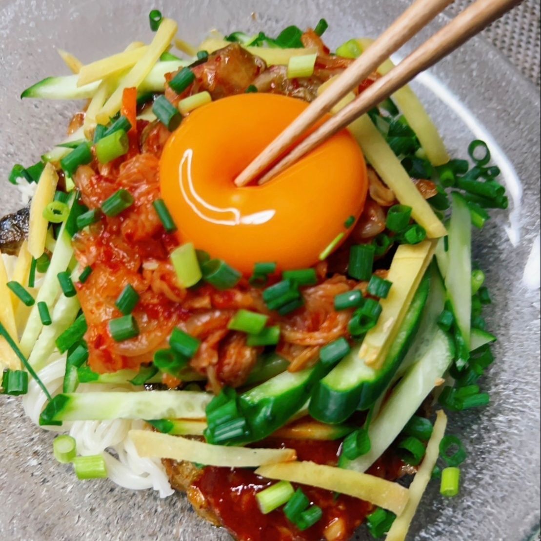 ビビン麺風焼きサバ素麺