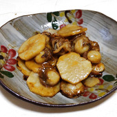 お醤油とバターだけ！フライパン1つ！ベビーホタテと長芋の焼きバター醤油炒め