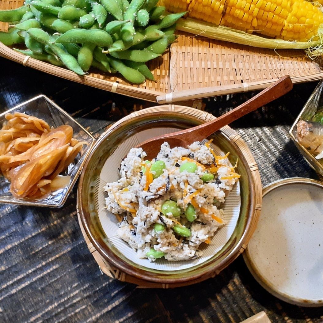 豆乳とおから。イソフラボンと食物繊維豊富！おからの食感なし！しっとり食感！【冷やしおから煮】