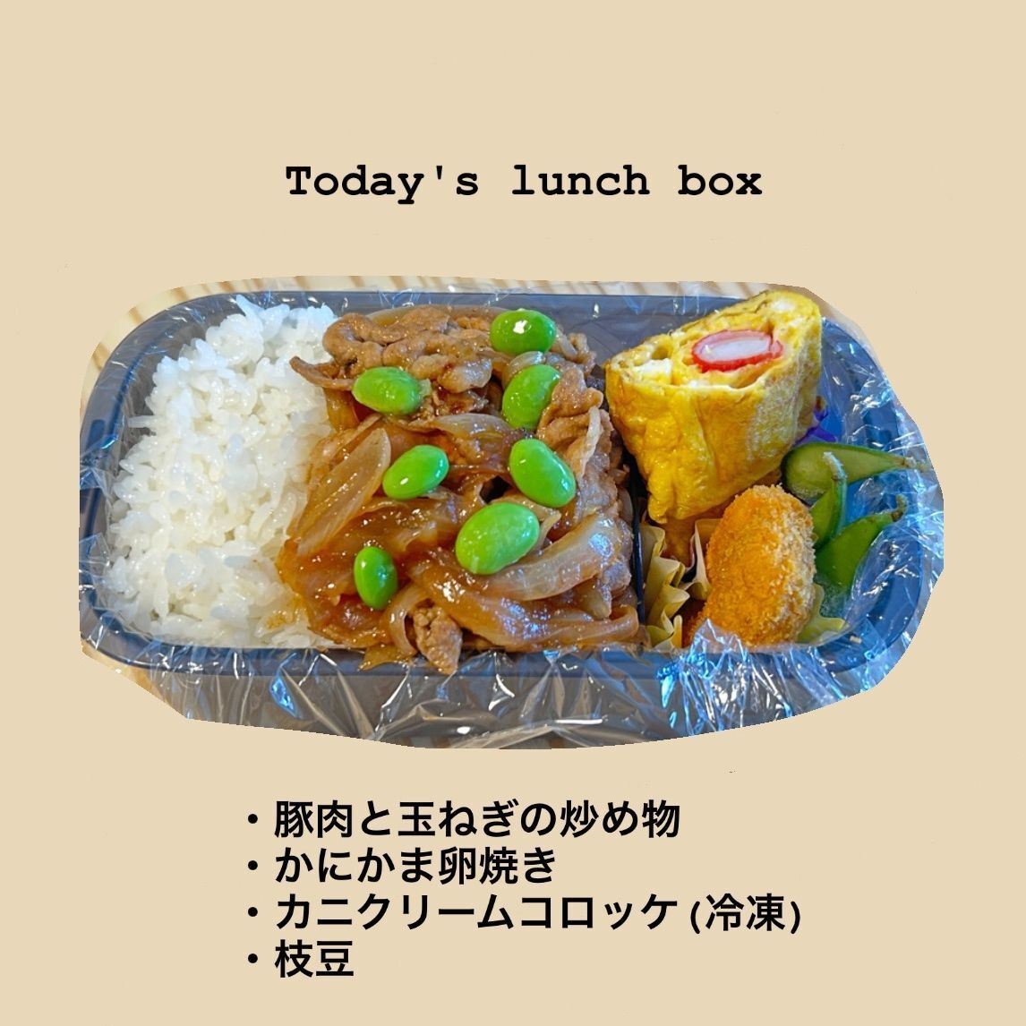 【今日のお弁当】豚肉と玉ねぎの炒め物など
