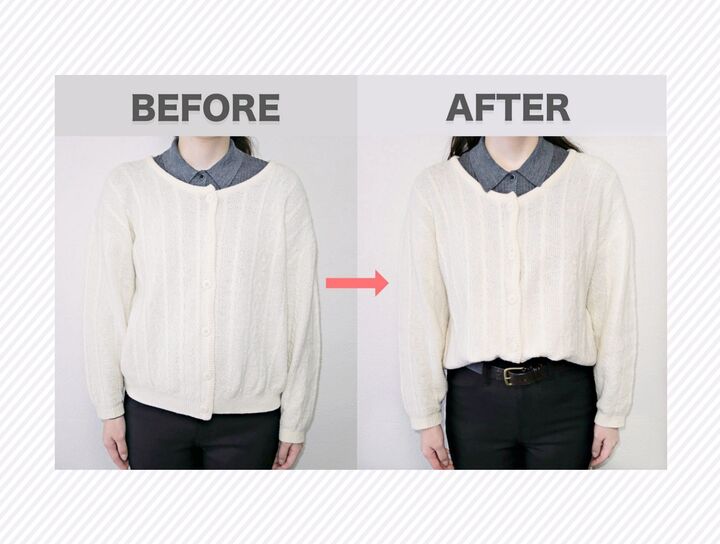 たった30秒で「カーディガンの丈を短くする裏ワザ」必見おしゃれアレンジ術