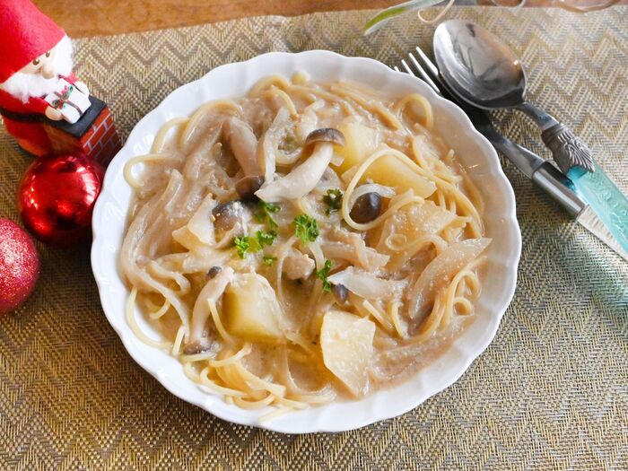 【パスタレシピ】豆乳味噌のスープパスタ