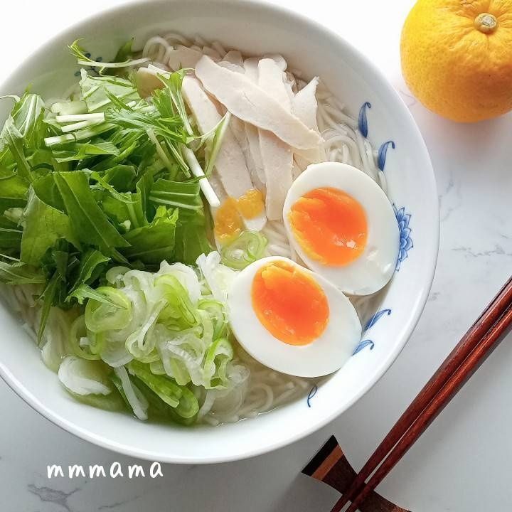 簡単すぎてごめんなさい♡お湯を注ぐだけの柚子塩温そうめん