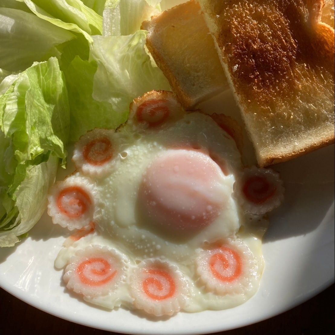 またまた大笑い！残った姫ナルトでカワイイ目玉焼き出来た♪