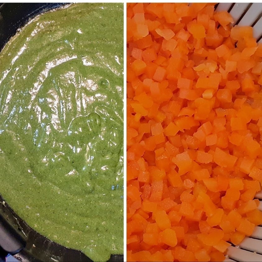 緑黄色野菜の補給！簡単！2種類の粉末と冷凍茹でパスタを使った、ほうれん草チーズパスタと人参サラダ！