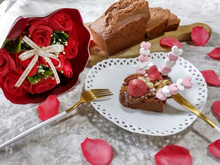 愛情たっぷり♡「バレンタイン」♡プロテインココア入りロマンティックマシュマロ串ケーキ♪