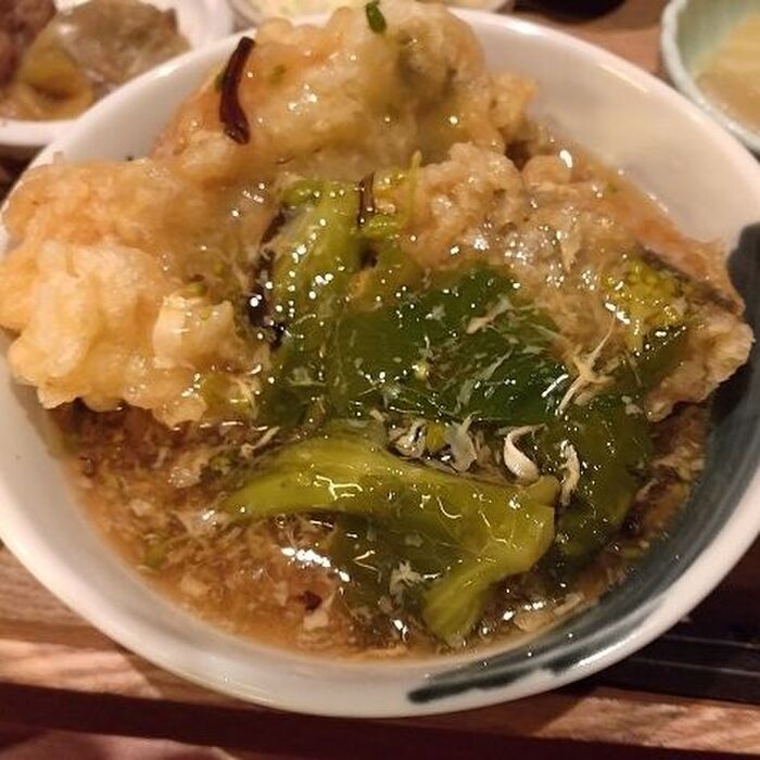 アジの天ぷら野菜あんかけ