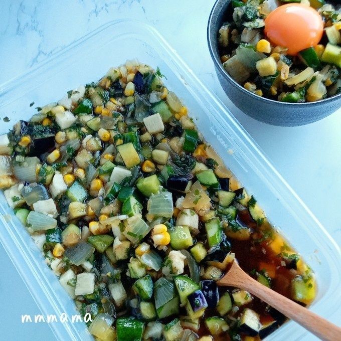 めんつゆで簡単！火を使わない！夏野菜たっぷり刻み漬け