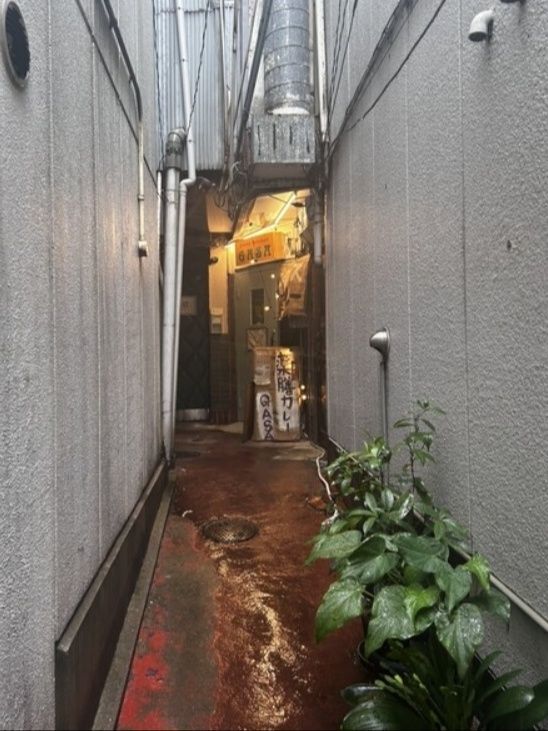 この細い路地の奥です、飲み屋さん街道の中です。