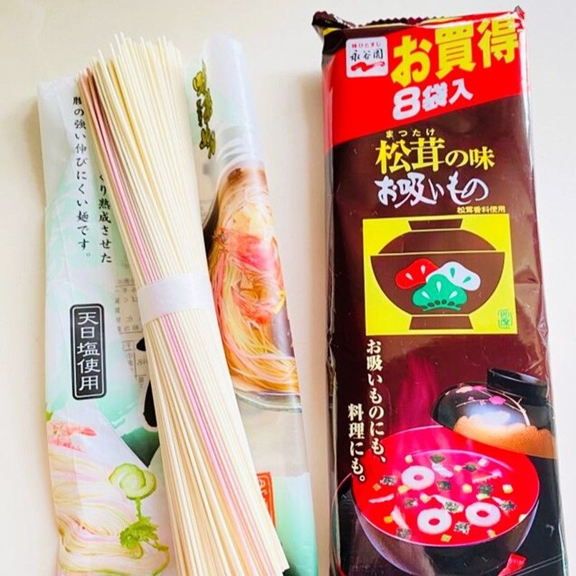 レンチン料理の強い味方「松茸の味 お吸いもの」を使って和風パスタ