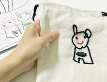 【子どもの描いた絵の残し方】刺繍でチクチクすると⇨オリジナルグッズに大変身！