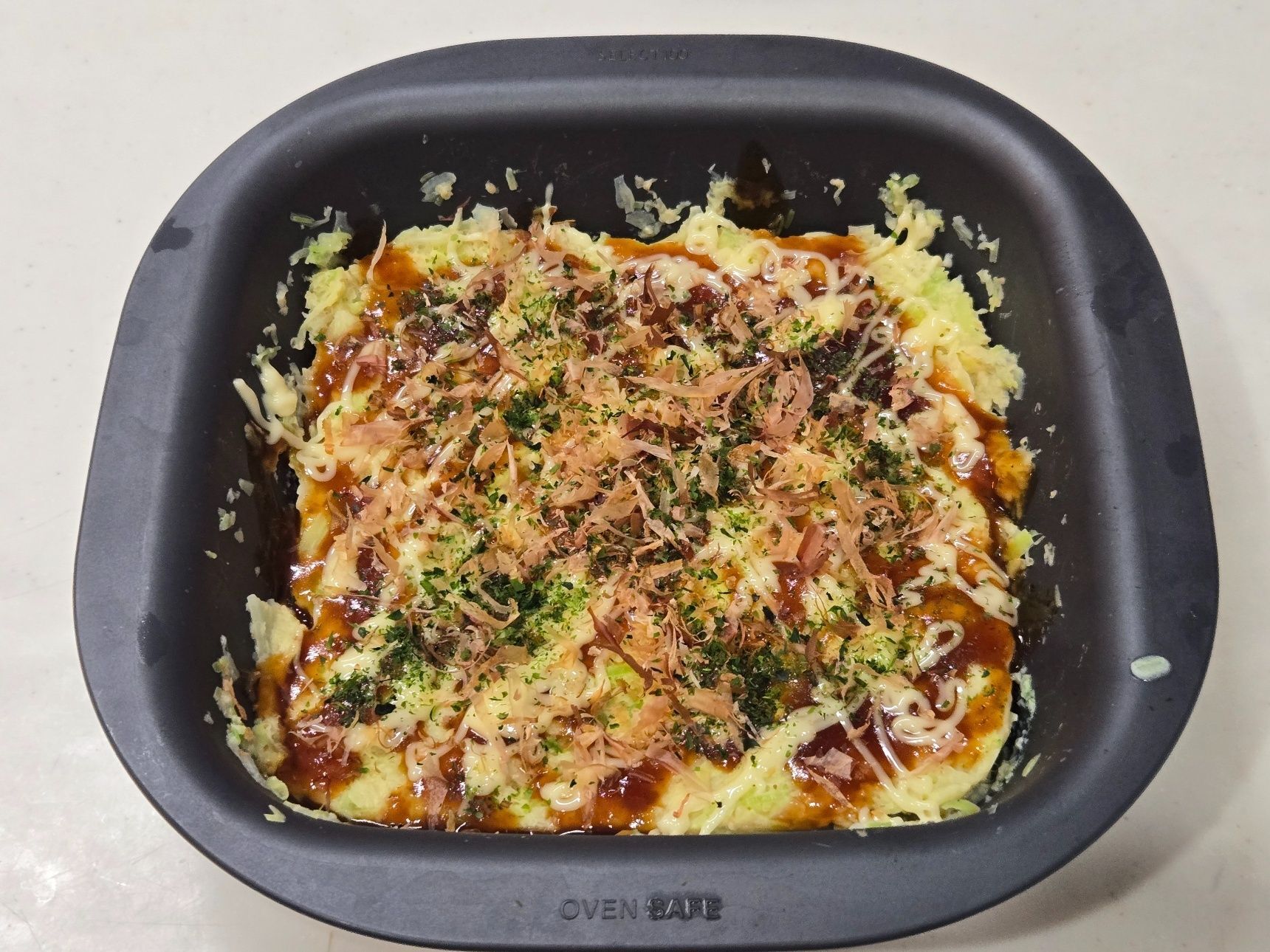 電子レンジでオートミールお好み焼き