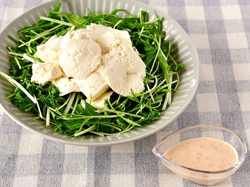 【水菜と豆腐のサラダ】便利な野菜だし使用！