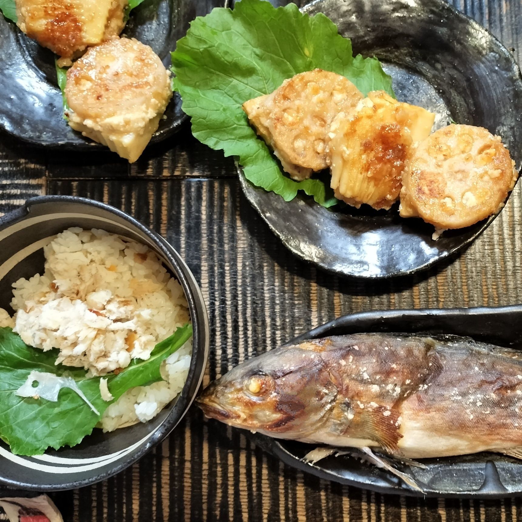 表裏！たけのことレンコンのはさみ焼き！すりおろしレンコンと島豆腐のふんわり柔らかいタネ！