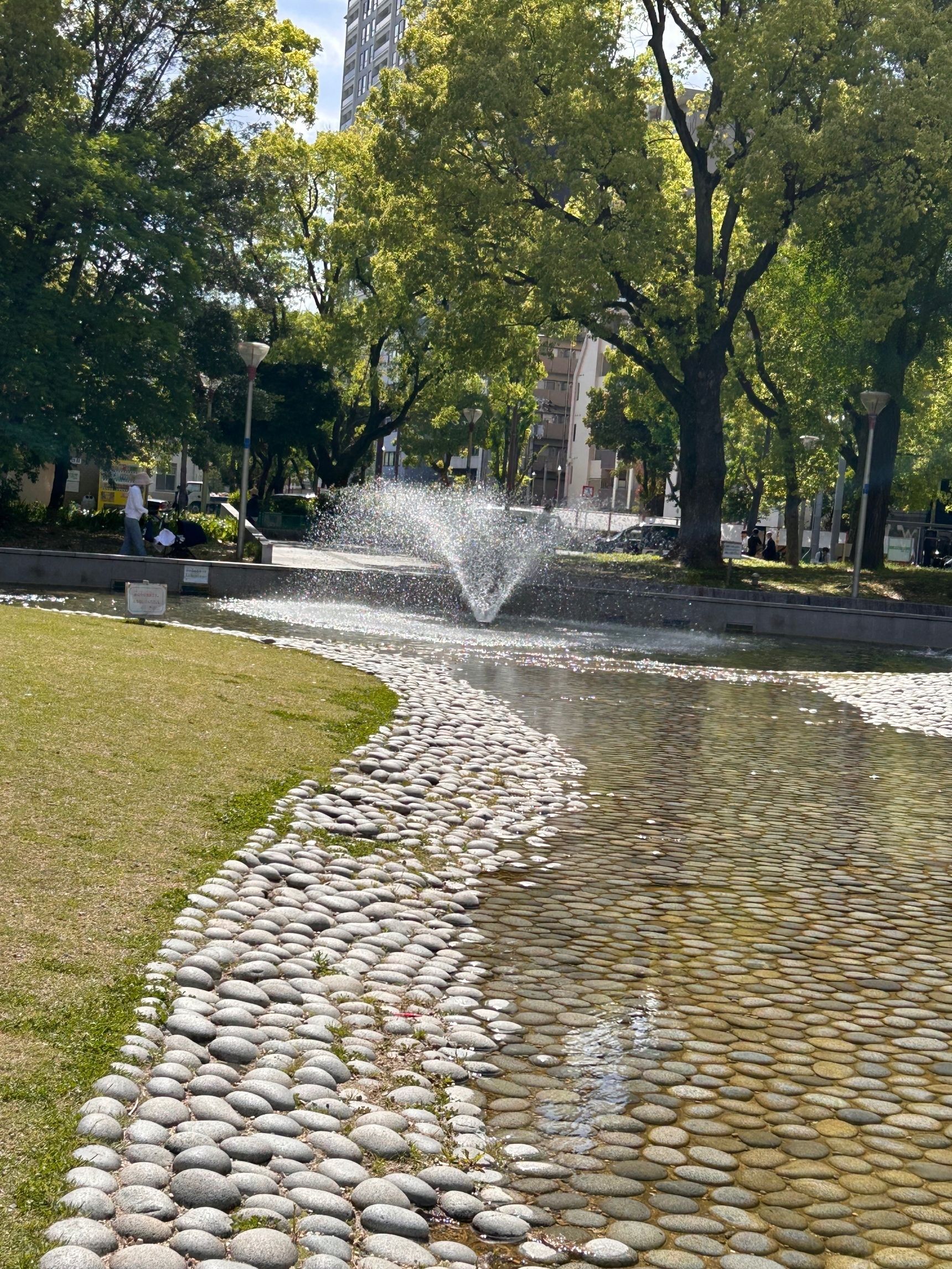 水エリアと芝生エリアから見たところ