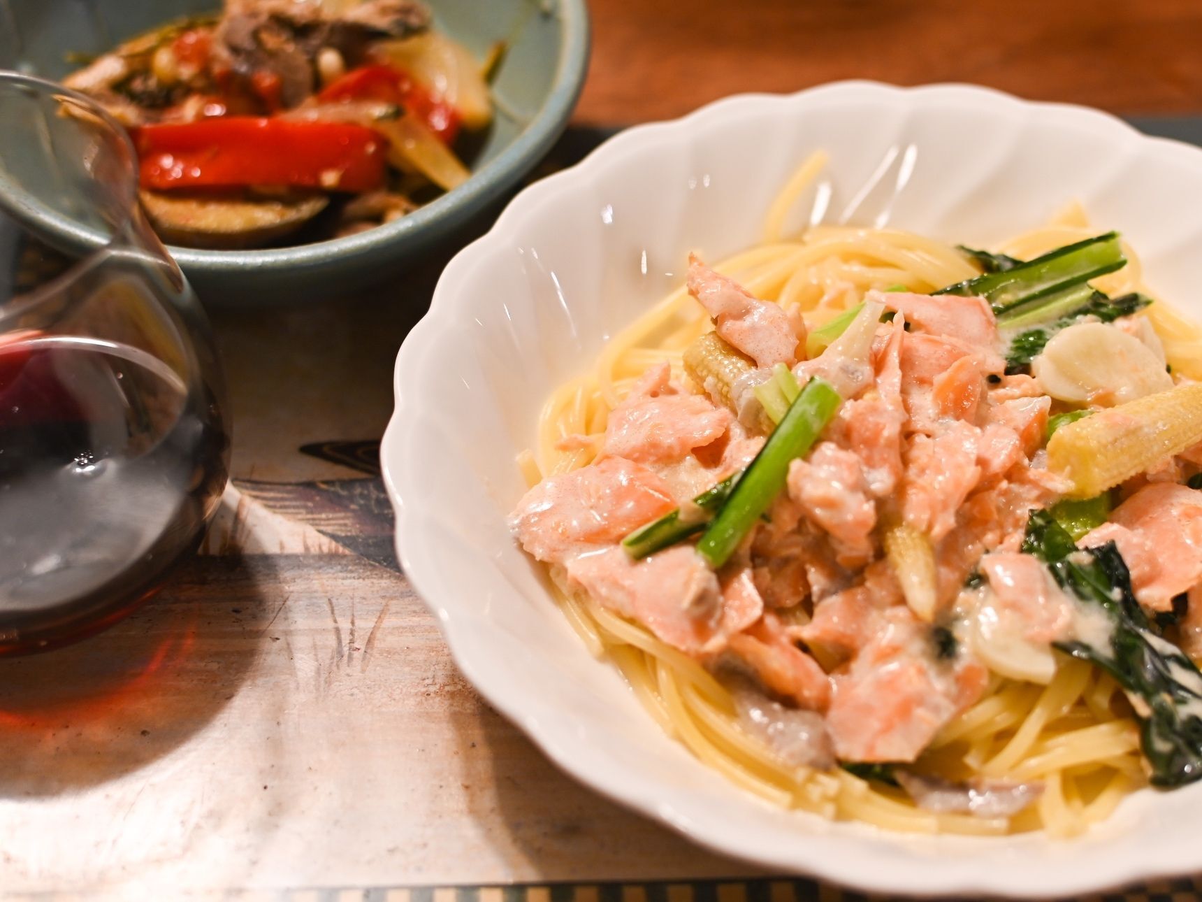 【作り方】鮭のクリームソースのパスタを作りました！