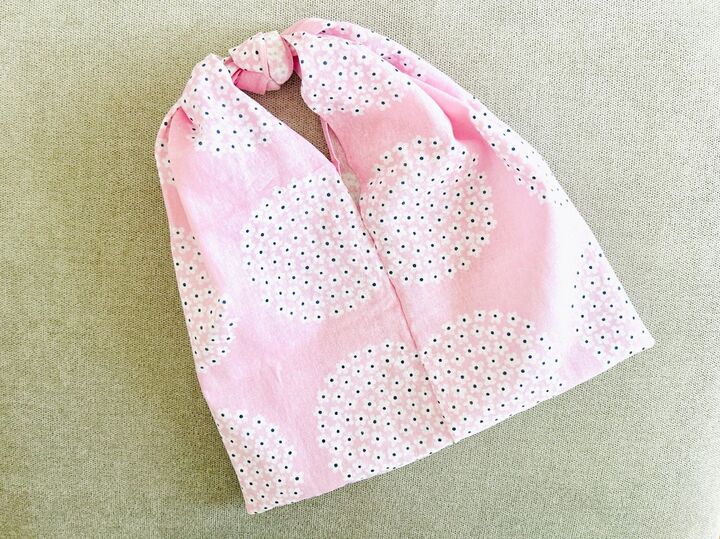 【手ぬぐい1枚で!】結んでちょこっと縫うだけ。びっくりするほどオシャレな「お散歩バッグ」できちゃいました!