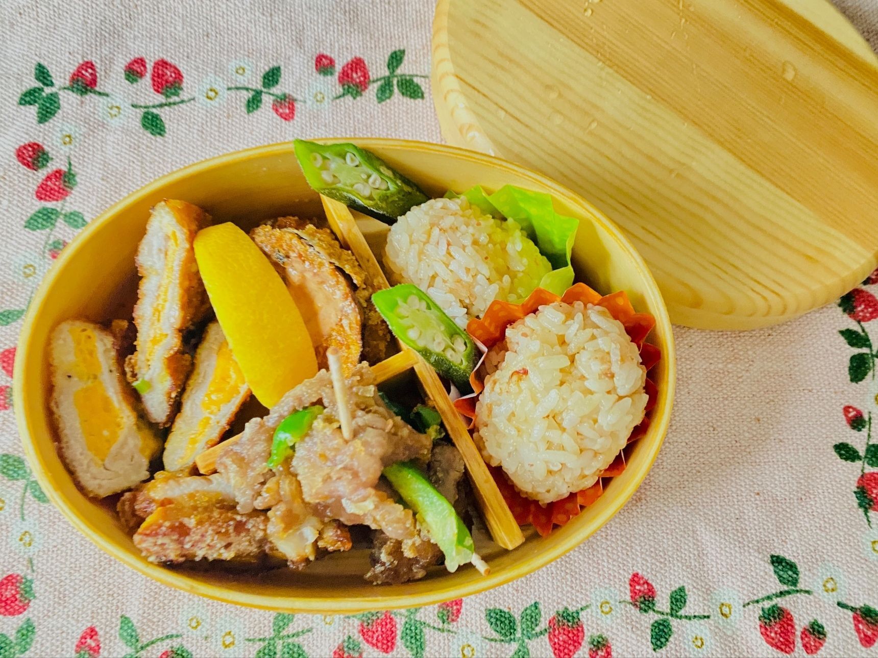 冷めても美味しい「茄子の挟み揚げ弁当」