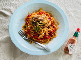 夏野菜たっぷり！なすとズッキーニのナポリタン