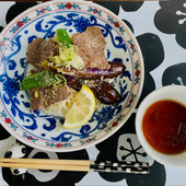 ポン酢で食べるさっぱり焼肉そうめん