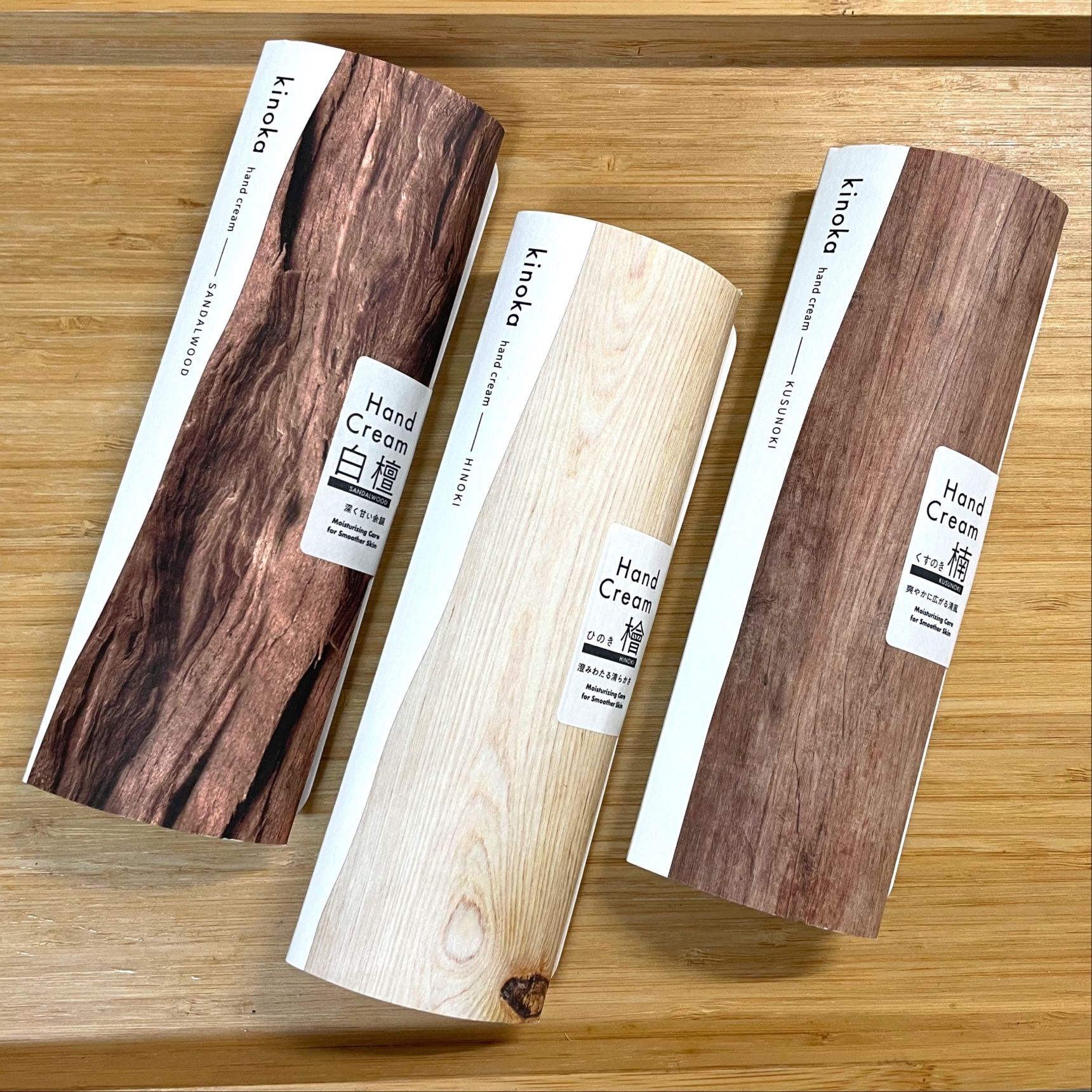 木の香りで癒されるハンドクリーム「kinoka」クスノキ・ヒノキ・サンダルウッド