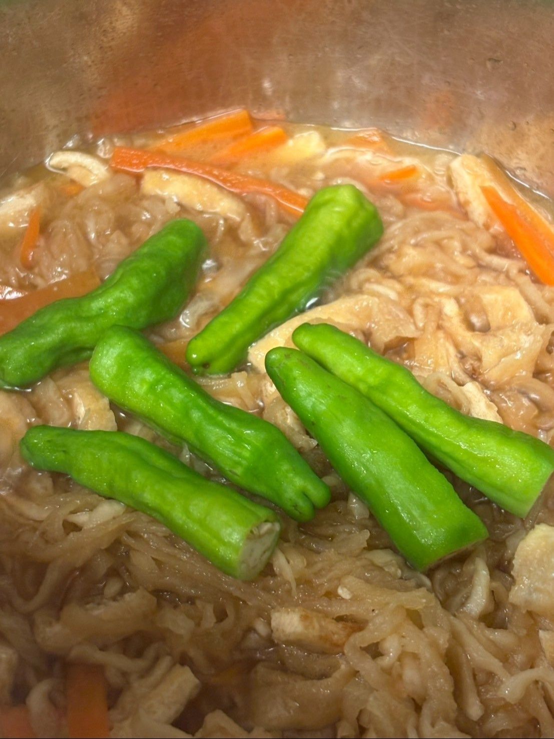 青味にしし唐を加えました。