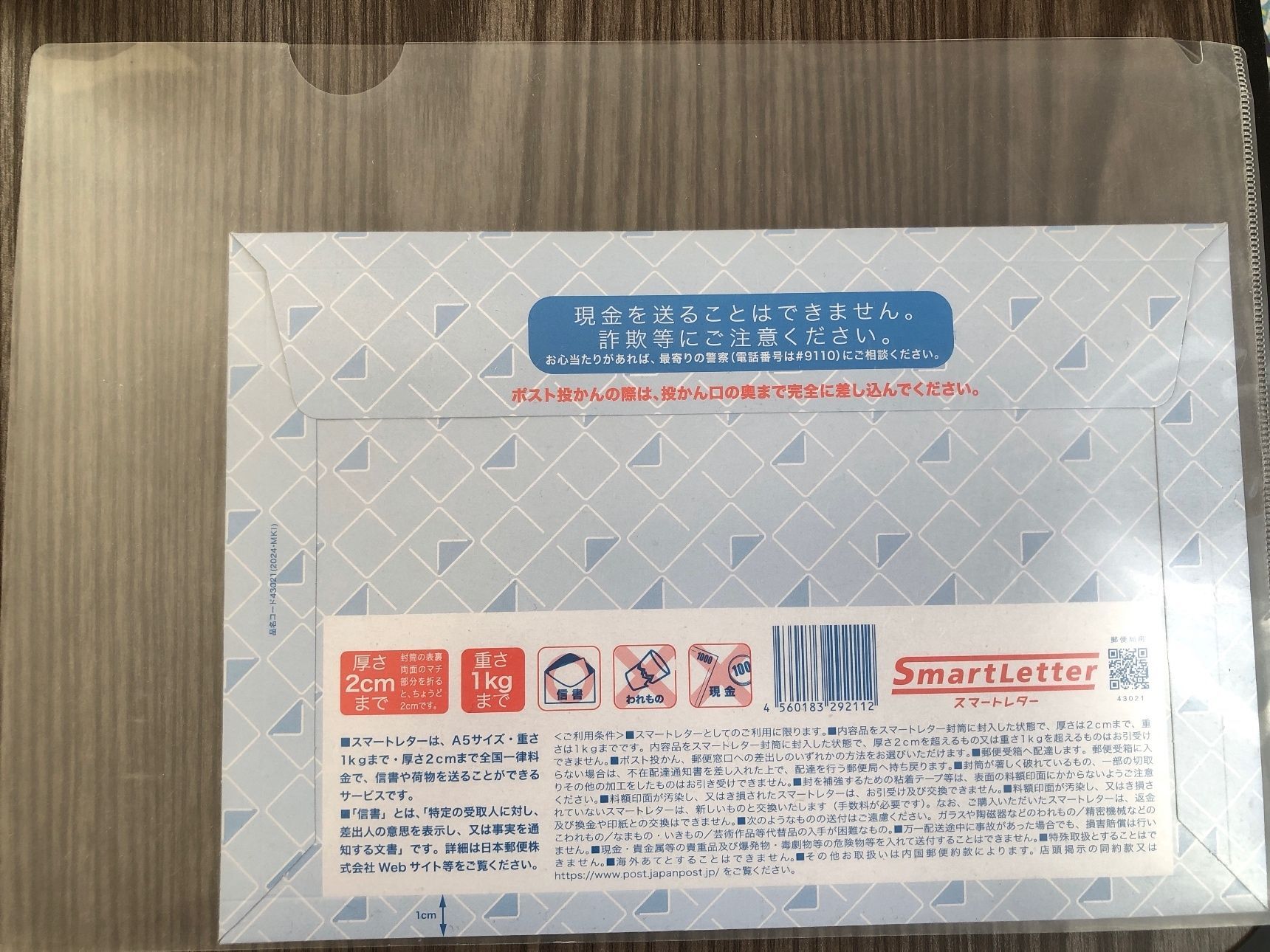 大きさが比較出来るようにクリアファイルと撮ってみました