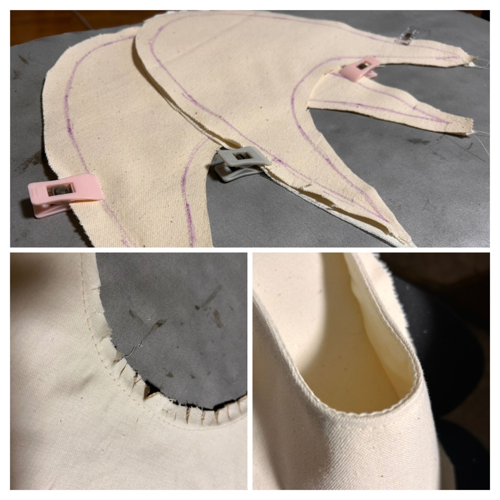 足の甲から縫う