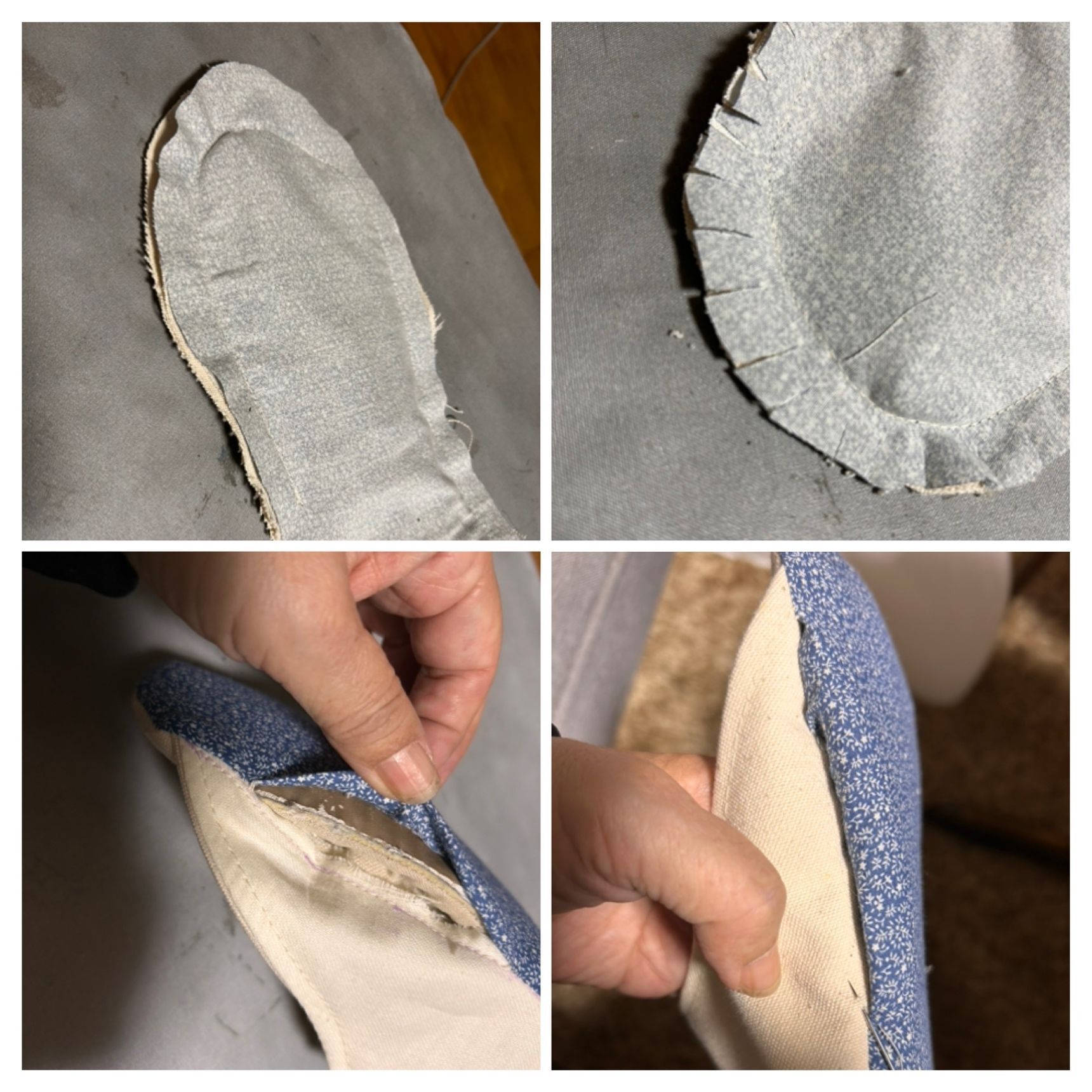 底の裏生地と合わせる