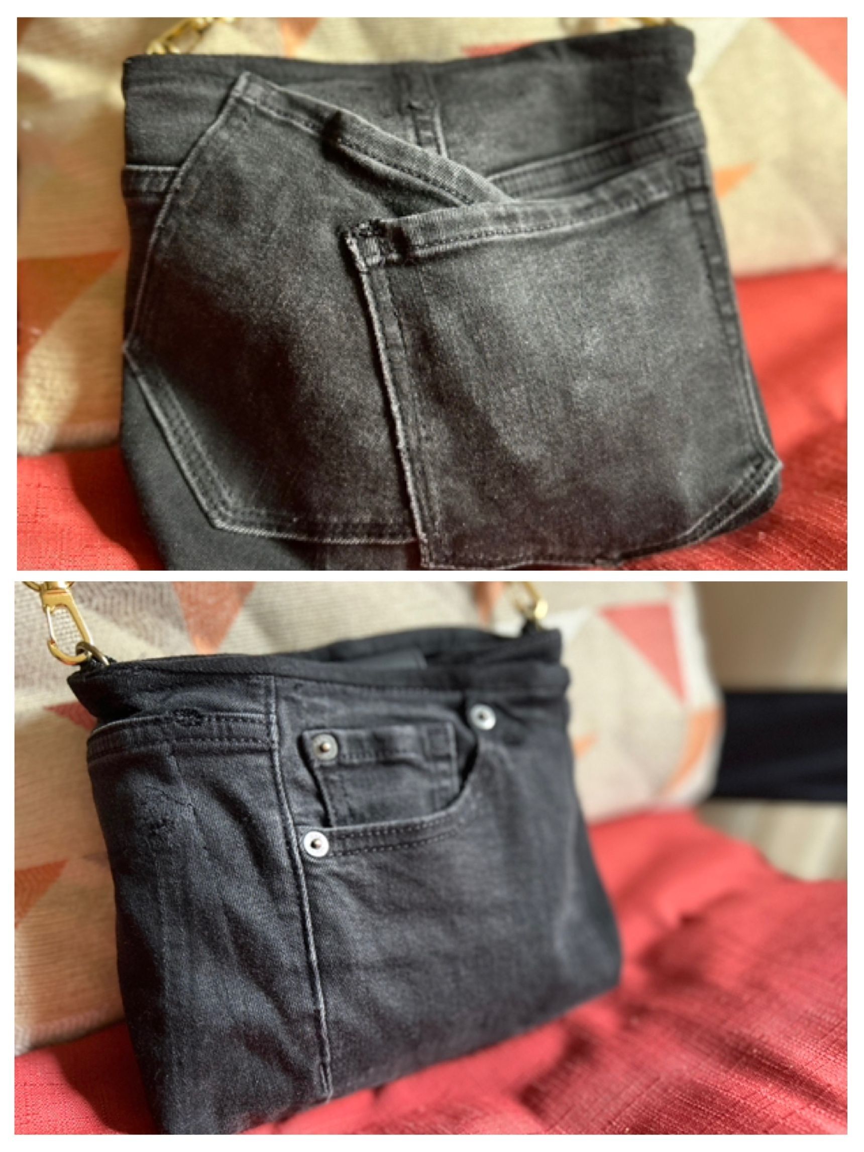 ジーンズ再利用！捨てるのもったいない！バッグとスカートに変身！！