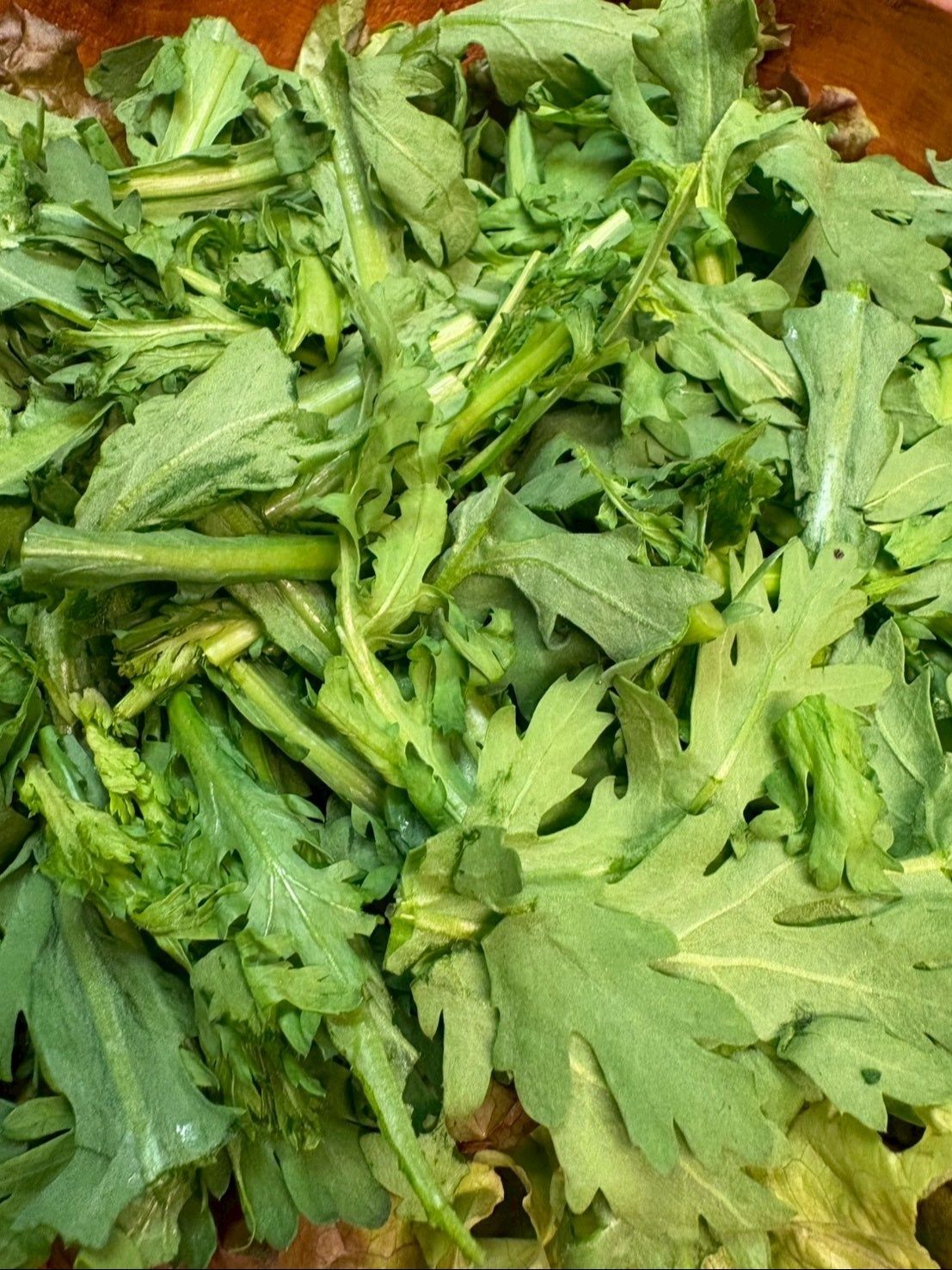 ど～んと春菊たっぷり乗せました！