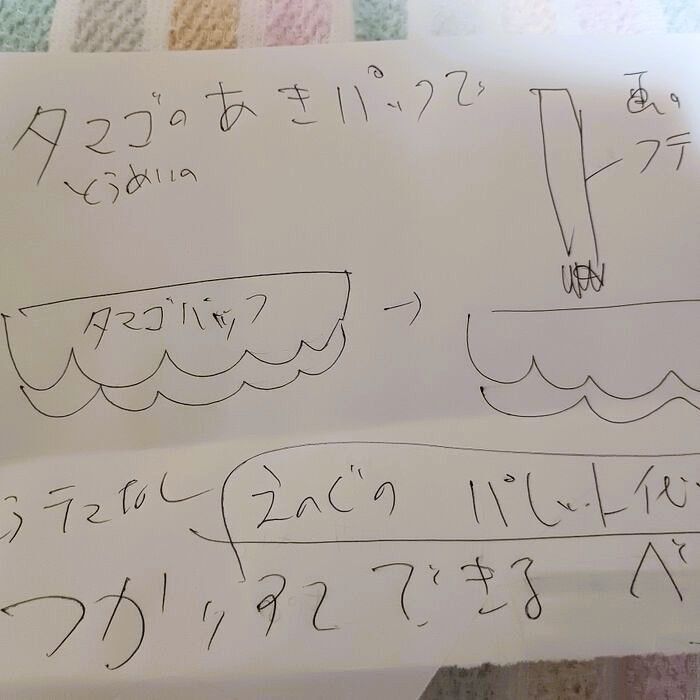 透明の卵の空き容器で使い捨てのパレット