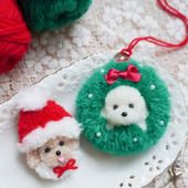 作り方動画/パンチニードルで作るトイプードルのクリスマスオーナメント＆ブローチ