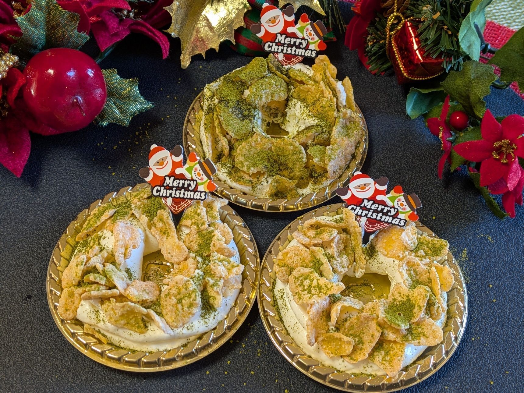 特別な型は不用！〜簡単リース風抹茶チーズケーキ〜