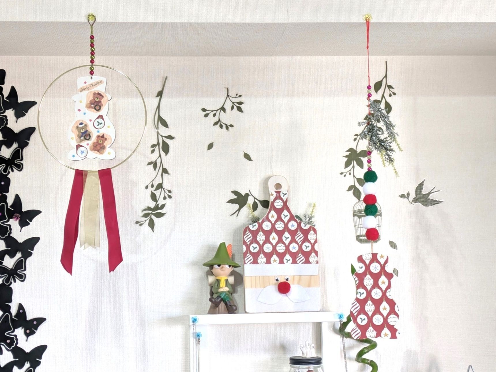 ３種類のクリスマス飾りをインテリア(*'▽')